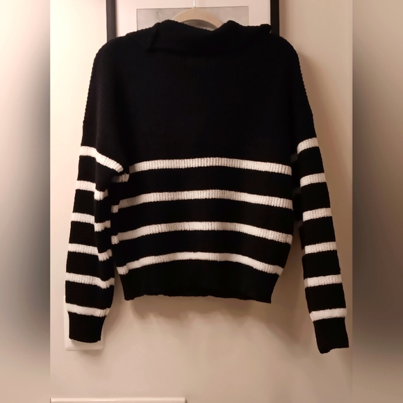 The Work Shop Sweater, Size M, Black and White Stripe - Picture 2 of 5
